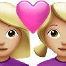 Couple With Heart: Woman, Woman, Medium-Light Skin Tone Emoji 👩🏼‍❤️‍👩🏼 image - Apple style