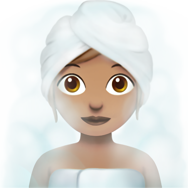 Woman In Steamy Room: Medium Skin Tone