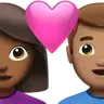 Couple With Heart: Woman, Man, Medium-Dark Skin Tone, Medium Skin Tone Emoji 👩🏾‍❤️‍👨🏽 image - Apple style