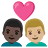 Couple With Heart: Man, Man, Medium-Light Skin Tone, Dark Skin Tone Emoji 👨🏼‍❤️‍👨🏿 image - Google Noto Color style