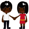 Woman And Man Holding Hands: Dark Skin Tone Emoji 👫🏿 image - Emojidex style