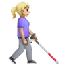 Woman With White Cane Facing Right: Medium-Light Skin Tone Emoji 👩🏼‍🦯‍➡️ image - Samsung style
