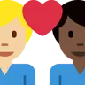Couple With Heart: Man, Man, Medium-Light Skin Tone, Dark Skin Tone Emoji 👨🏼‍❤️‍👨🏿 image - Twitter / X (Twemoji) style