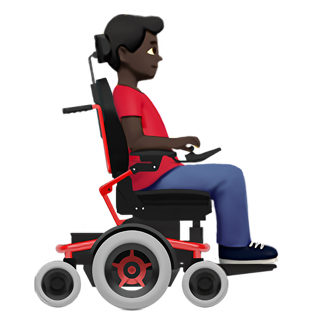 Man In Motorized Wheelchair Facing Right: Dark Skin Tone