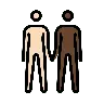 People Holding Hands: Light Skin Tone, Dark Skin Tone Emoji 🧑🏻‍🤝‍🧑🏿 image - OpenMoji style