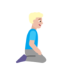 Man Kneeling Facing Right: Medium-Light Skin Tone Emoji 🧎🏼‍♂️‍➡️ image - Microsoft Classic 2D style