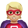 Superhero: Medium-Light Skin Tone Emoji 🦸🏼 image - Apple style