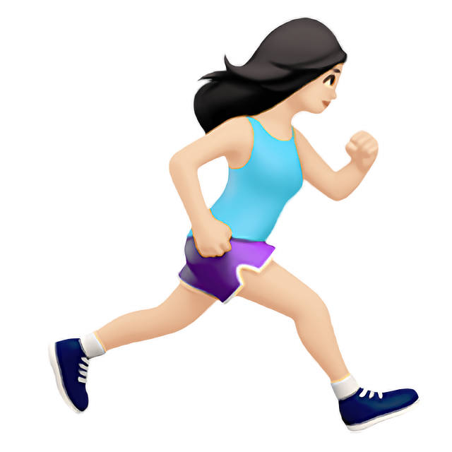 Woman Running Facing Right: Light Skin Tone