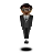 Person In Suit Levitating: Medium-Dark Skin Tone
