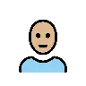 Person: Medium-Light Skin Tone, Bald Emoji 🧑🏼‍🦲 image - OpenMoji style