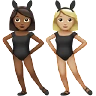 Women With Bunny Ears: Medium-Dark Skin Tone, Medium-Light Skin Tone Emoji 👩🏾‍🐰‍👩🏼 image - Apple style