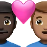 Couple With Heart: Man, Man, Dark Skin Tone, Medium Skin Tone Emoji 👨🏿‍❤️‍👨🏽 image - Apple style