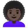 Woman: Dark Skin Tone, Curly Hair Emoji 👩🏿‍🦱 image - Google Noto Color style