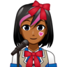 Woman Singer: Medium-Dark Skin Tone Emoji 👩🏾‍🎤 image - Emojidex style