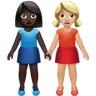 Women Holding Hands: Dark Skin Tone, Medium-Light Skin Tone Emoji 👩🏿‍🤝‍👩🏼 image - Apple style