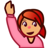 Person Raising Hand: Medium Skin Tone Emoji 🙋🏽 image - Emojidex style