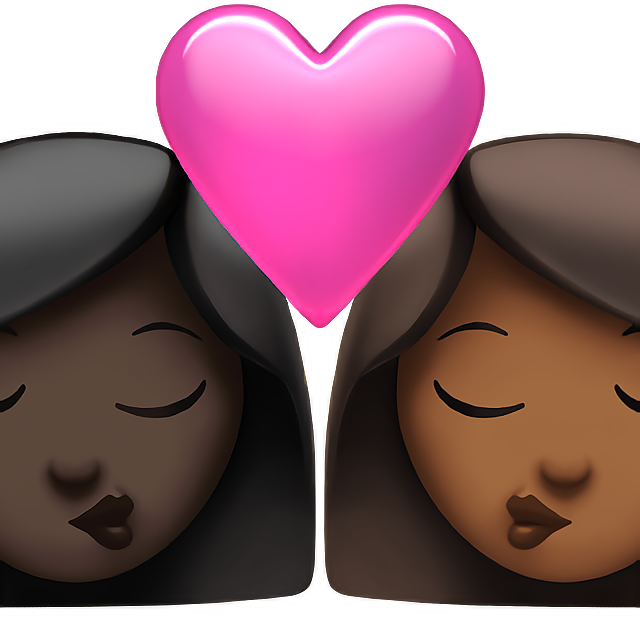 Kiss: Woman, Woman, Dark Skin Tone, Medium-Dark Skin Tone