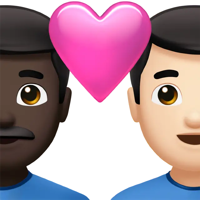 Couple With Heart: Man, Man, Dark Skin Tone, Light Skin Tone