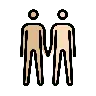 Men Holding Hands: Medium-Light Skin Tone, Light Skin Tone Emoji 👨🏼‍🤝‍👨🏻 image - OpenMoji style