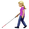 Woman With White Cane: Medium-Light Skin Tone Emoji 👩🏼‍🦯 image - Apple style