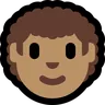 Man: Medium Skin Tone, Curly Hair Emoji 👨🏽‍🦱 image - Microsoft Windows 10 Segoe UI Emoji style