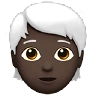 Person: Dark Skin Tone, White Hair Emoji 🧑🏿‍🦳 image - Apple style