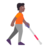 Person With White Cane Facing Right: Medium-Dark Skin Tone
