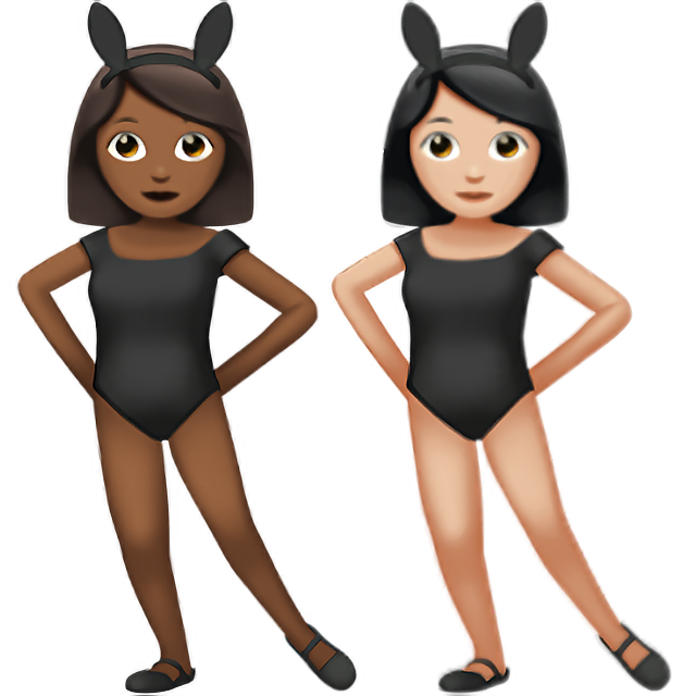 Women With Bunny Ears: Medium-Dark Skin Tone, Light Skin Tone