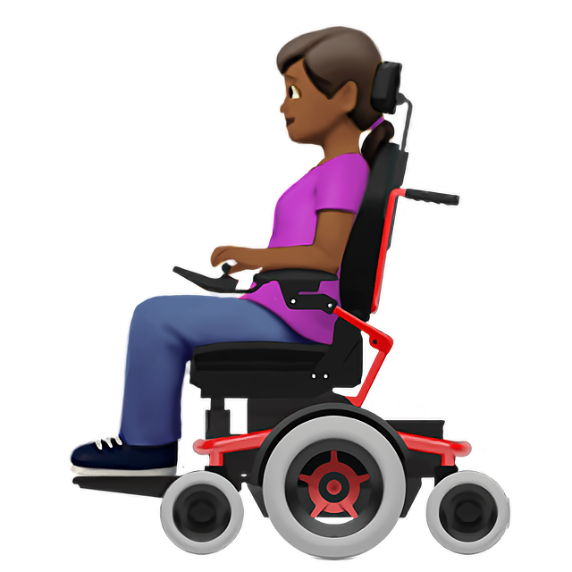 Woman In Motorized Wheelchair: Medium-Dark Skin Tone