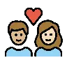 Couple With Heart: Person, Person, Medium-Light Skin Tone, Light Skin Tone Emoji 🧑🏼‍❤️‍🧑🏻 image - OpenMoji style