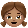 Girl: Medium Skin Tone Emoji 👧🏽 image - Apple style
