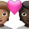 Couple With Heart: Person, Person, Medium Skin Tone, Dark Skin Tone Emoji 🧑🏽‍❤️‍🧑🏿 image - Apple style