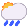 Sol branco atrás da nuvem com chuva Emoji 🌦 image - Microsoft Classic 2D style