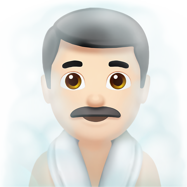 Man In Steamy Room: Light Skin Tone