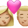 Kiss: Woman, Man, Medium-Light Skin Tone Emoji 👩🏼‍❤️‍💋‍👨🏼 image - Apple style