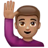 Man Raising Hand: Medium Skin Tone Emoji 🙋🏽‍♂️ image - WhatsApp style