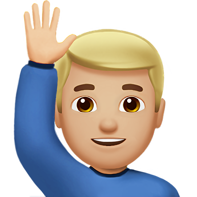 Man Raising Hand: Medium-Light Skin Tone