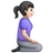 Woman Kneeling Facing Right: Light Skin Tone