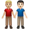 Men Holding Hands: Medium-Light Skin Tone, Light Skin Tone Emoji 👨🏼‍🤝‍👨🏻 image - Apple style