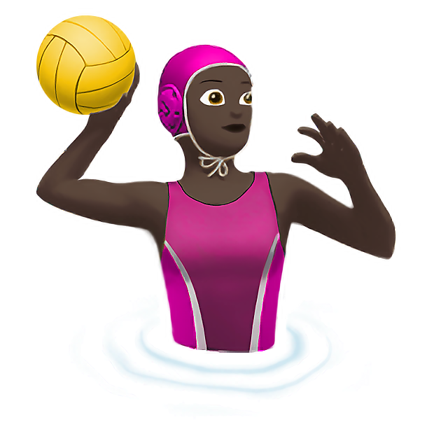 Woman Playing Water Polo: Dark Skin Tone