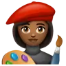 Woman Artist: Medium-Dark Skin Tone Emoji 👩🏾‍🎨 image - WhatsApp style