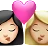 Kiss: Woman, Woman, Light Skin Tone, Medium-Light Skin Tone