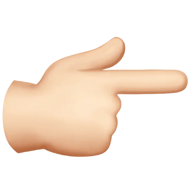 Backhand Index Pointing Right: Light Skin Tone