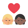 Kiss: Person, Person, Medium-Light Skin Tone, Medium-Dark Skin Tone Emoji 🧑🏼‍❤️‍💋‍🧑🏾 image - Tossface style
