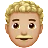 Man: Medium-Light Skin Tone, Curly Hair