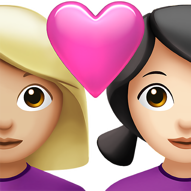 Couple With Heart: Woman, Woman, Medium-Light Skin Tone, Light Skin Tone