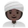 Woman Wearing Turban: Dark Skin Tone Emoji 👳🏿‍♀️ image - Google Noto Color style