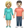 Woman And Man Holding Hands: Medium-Light Skin Tone, Light Skin Tone Emoji 👩🏼‍🤝‍👨🏻 image - WhatsApp style