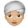 Woman Wearing Turban: Medium-Light Skin Tone Emoji 👳🏼‍♀️ image - Apple style