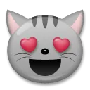 Cara de gato sonriente con ojos de corazón
